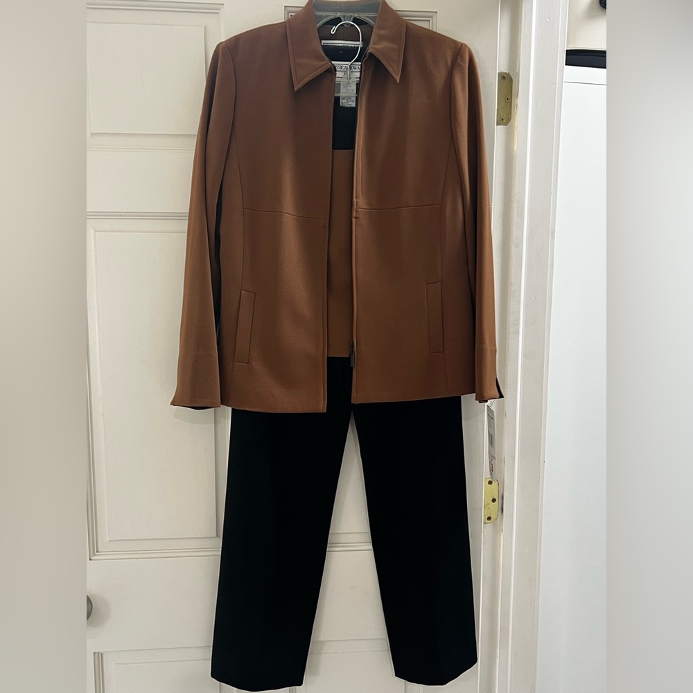 Brown Jacket and Black Pants Set